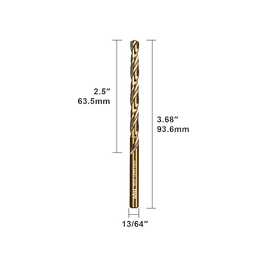 SALI Cobalt Drill Bit Set, 10Pcs 13/64" M35 High Speed Steel Jobber Length Drill Bit Kit for Hardened Metal, Stainless Steel, Cast Iron, Wood and Plastic, with Index Storage Case