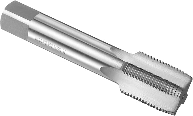 uxcell Hand Plug Tap M28 x 2 H2 Metric Thread Plug Style Taps Straight Flute Screw Tapping Threading Tool High Speed Steel HSS6542