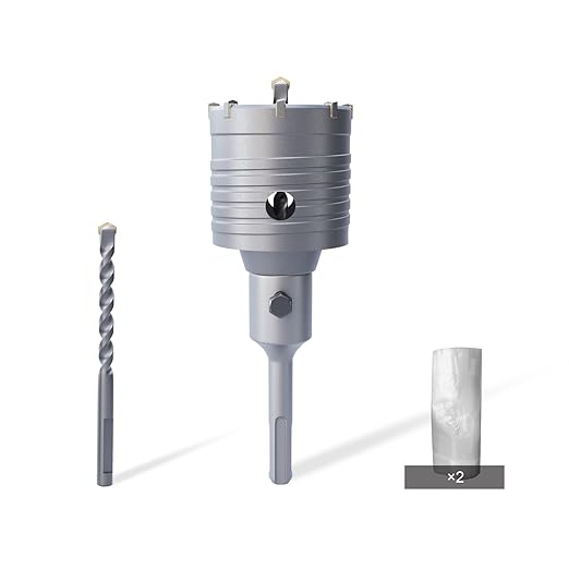 GSTK 65mm(2-35/64") Concrete Hole Saw Kit with SDS Plus Shank, Gift with 5pcs Dust Catcher, Hole Saw Cutter for Brick|Concrete| Cement |Stone.