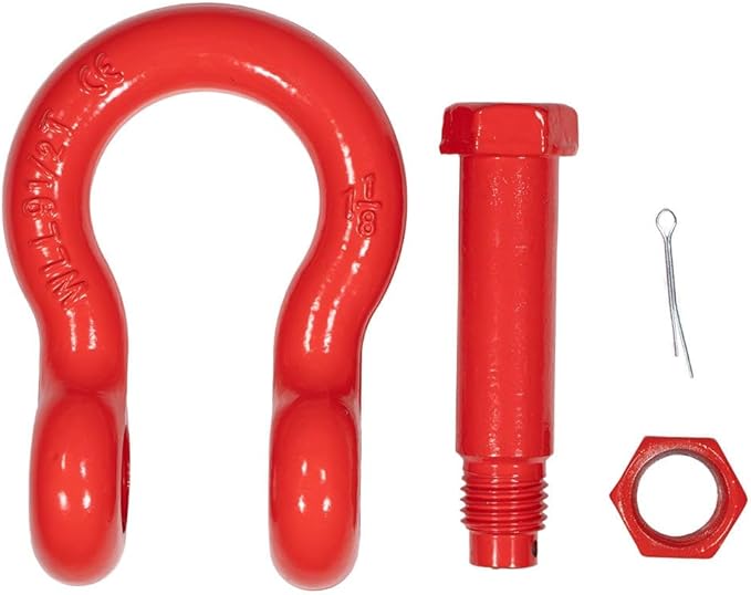 Mytee Products 4 Pack 1-1/8" Anchor Shackle Forged Carbon Steel w/Safety Screw Pin Load Limit 19,000 lbs, Double Rust Protection Heavy Duty D Ring Bolt Type Shackle for Towing, Rigging