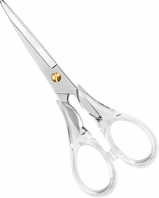 Craft Scissors with Stainless Steel Blade and Transparent Acrylic Handle, All Purpose Scissor for Office, School, Home, Fabric Shears, Tijeras 竊늇ransprent-6.3")