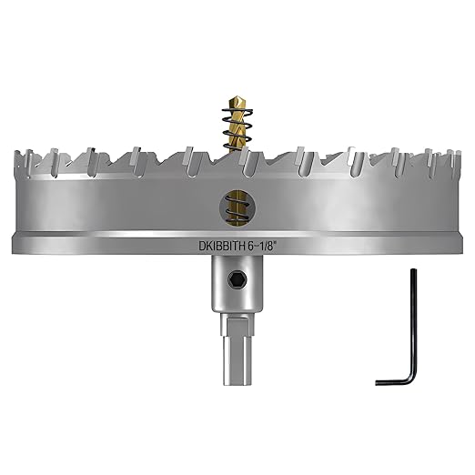 DKIBBITH TCT Hole Saw Set, 6-1/2"(165mm) Heavy Duty Tungsten Carbide Tipped Hole Cutters for Stainless Steel, Copper, Iron, Brass, Plastic with Titanium-Plated Pilot Drill Bits