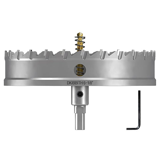 DKIBBITH TCT Hole Saw Set, 6-1/8"(156mm) Heavy Duty Tungsten Carbide Tipped Hole Cutters for Stainless Steel, Copper, Iron, Brass, Plastic with Titanium-Plated Pilot Drill Bits