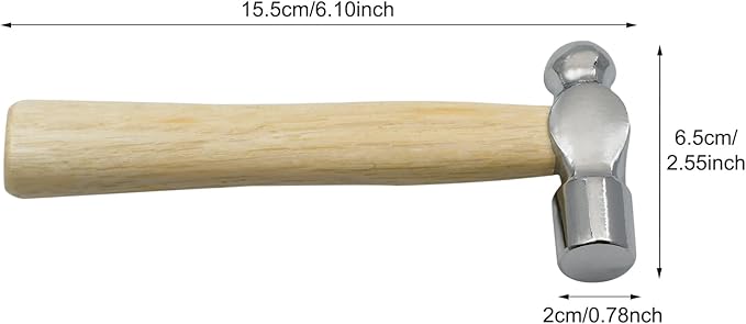 Mini Wooden Handle Round Head Hand Hammer,3 PCS Reinforced Ball Hammers,Round Head Wooden Handle,Escape Tool Hand Hammer for Prying Nails,Woodworking,Repairing,DIY