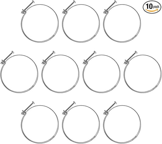 POWERTEC 70217-P2 5 Inch Double Wire Hose Clamp with bolt, Adjustable Hose Clamps for Dust Collection Hose, Dust Collection System Accessories, Dryer Vent Hose & HVAC Air Hose, 10 pk (Color May Vary)