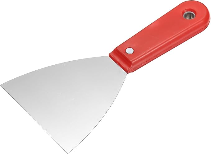 HARFINGTON Putty Knife 4" Width Carbon Steel Blade Metal Putty Scraper, Flexible Plaster Spatula for Drywall Repair and Spackling, Red