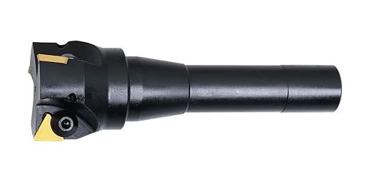 Accusize Industrial Tools 2'' Carbide Indexable End Mill, R8 Shank, with 3 Pc Tpg 322 Inserts, 0046-0916