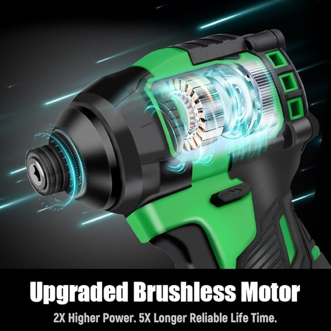 21V MAX Brushless Impact Driver Kit (2035 In-lbs) with 1/4" Hex Chuck, 4-Speed & 24 PCS Bits/Sockets - Heavy Duty for Repairs, Rusted Screws, Frozen Bolts | Makita Battery Compatible
