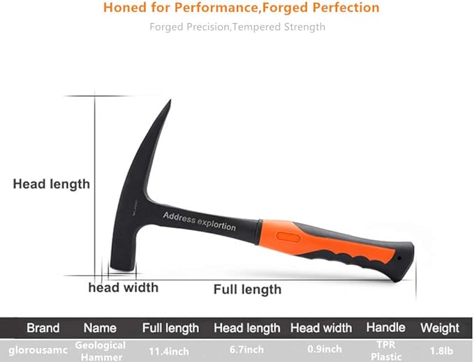 Rock Pick - 28 oz Geological Hammer with Pointed Tip-Masonry Hammer-081624