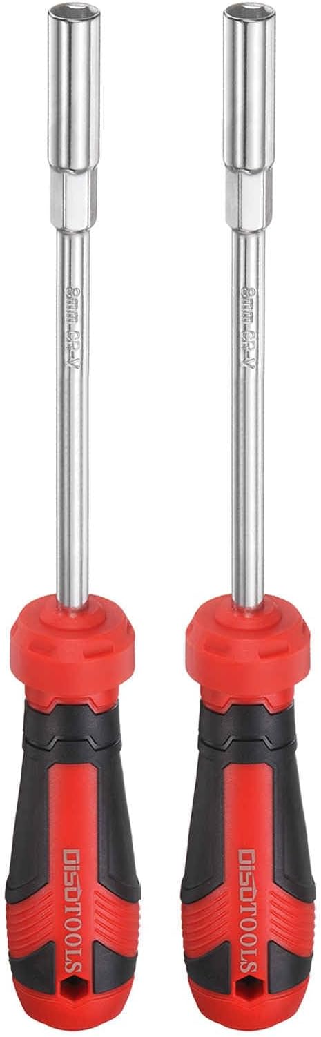 HARFINGTON 2 Pcs Metric Nut Driver 8mm CR-V Non-Magnetic Tip Hollow Shafts Hex Socket Screwdriver with Anti-Slip Handle for Automobile Repair Bit Driver