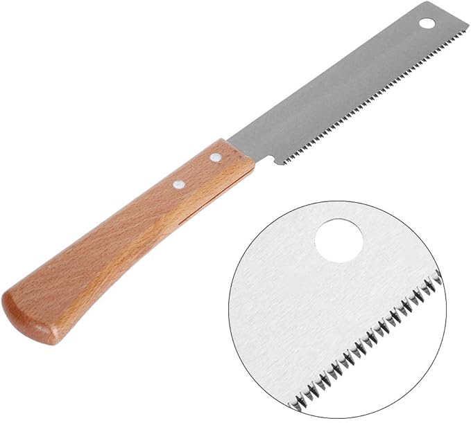 Small Hand Saw, Japanese Double Pull Saw with Wooden Handle, Flush Cutting Trim Tool for Carpentry, 12In