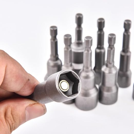 10 PCS 1/4" Hex Shank Magnetic Power Nut Driver Bit Sets, 1/4 inch Quick Change Socket Nut Driver Bit Magnetic,Heavy Duty 1/4 Nut Driver Length 2.5 inche (65mm)