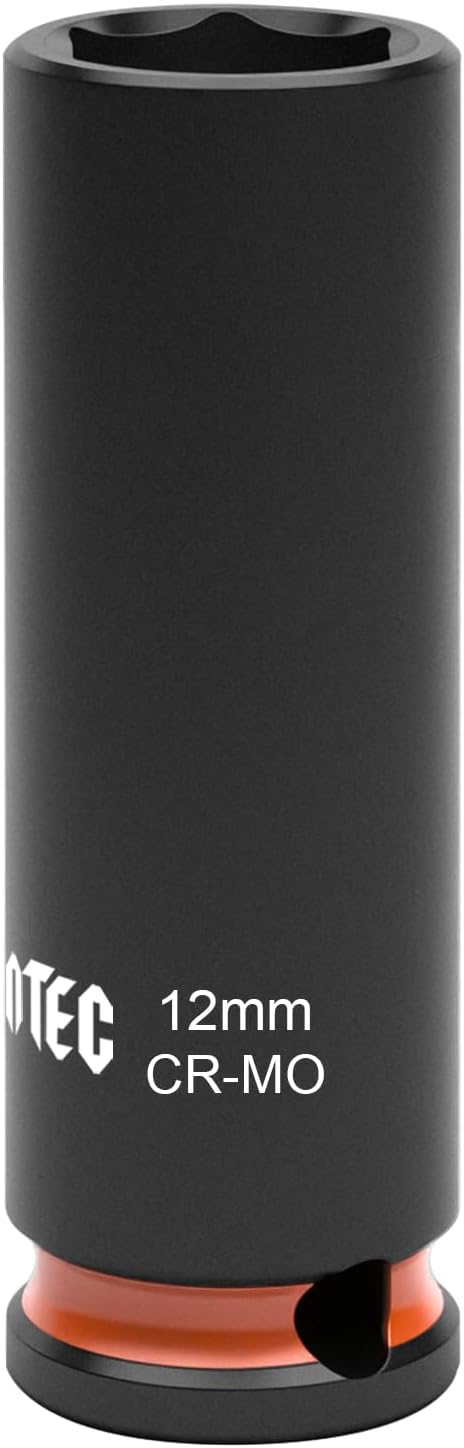 6-Point Deep Impact Socket, 3/8-Inch Drive 12mm Socket, Cr-Mo,Automotive, Truck Maintenance, Heavy Equipment Repair