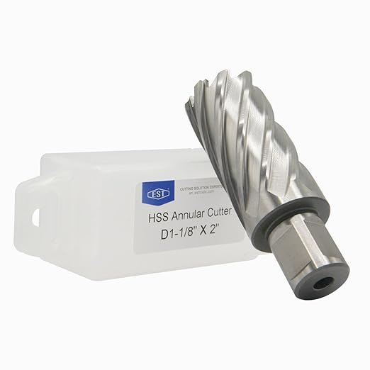 HSS M2AL Annular Cutter 2" DOC with 3/4" Weldon Shank for Magnetic Drill Press by EST (D1-1/8" X 2")
