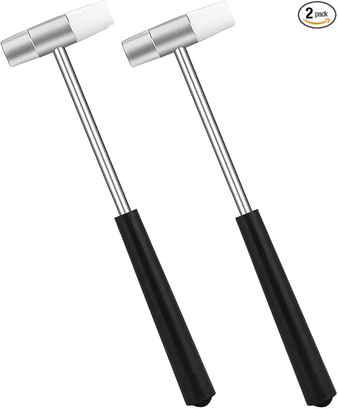 Dual Head Small Hammers for Small Project and Home Project, Black Plastic Grip, Jewelry Mallet, Mini Mallet for Repairing Watch, Tuning, Woodworking, Handcraft, Leather, 2 Pcs