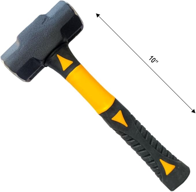 Sledge Hammer 2 LB with 10 Inch Fiberglass Handle Length Powder Coated With Polished face Heavy Duty Metalworking Tools for Automotive, Industrial, and Construction E-2257