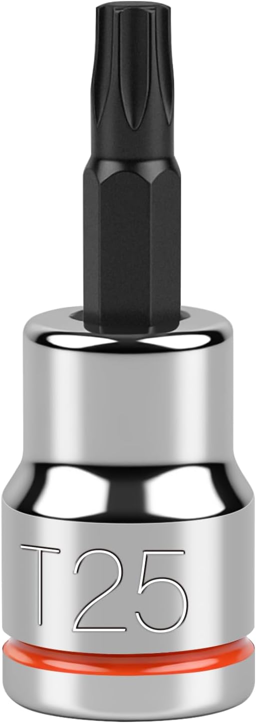 3/8 Inch Drive Torx Bit Socket, T25, Full Polished, Premium CR-V & S2 Alloy Steel Head Made for Auto/Mechanical