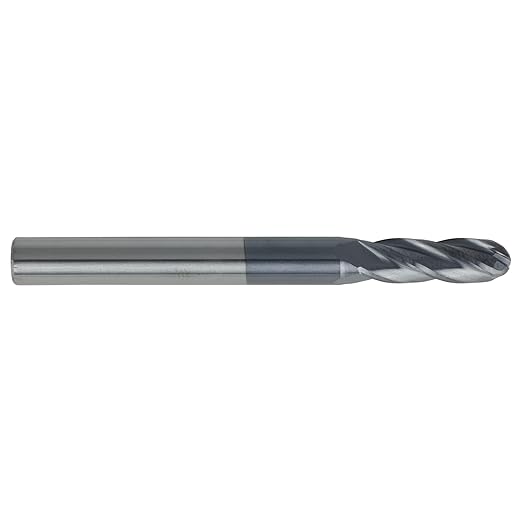 CME 5 pcs Micrograin Carbide End Mills, Ball Nose, TiAlN Coated, 15/64" Mill Diameter, 3/4" Length of Cut, 2 1/2" Overall Length, 4 Flute, Center Cutting