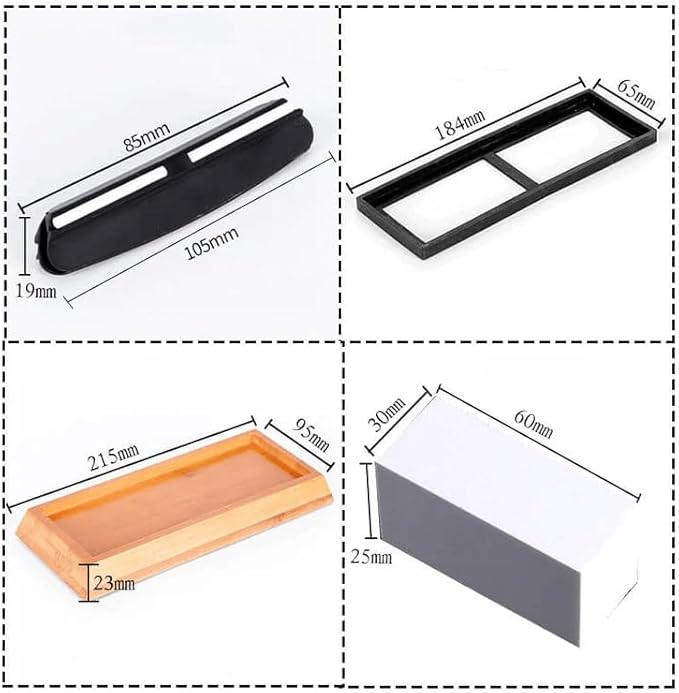 Seido Knives Double-Sided Sharpening - Non-slip Whetstone Rubber Base Bamboo Non-slip Base Flattening Stone Angle Guide Complete Sharpening Kit for Precision Edge