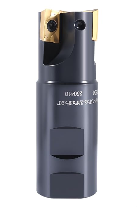 Accusize Industrial Tools 1-1/4" 90째 Square Shoulder Indexable End Mill w/ 10 add'l APKT1604 Inserts, 1-1/4" Shank, 3-3/4" OAL, 0.551" ap, 3 Flutes, APKT1604, Carbide Inserts, 0056-0922+0056-1604