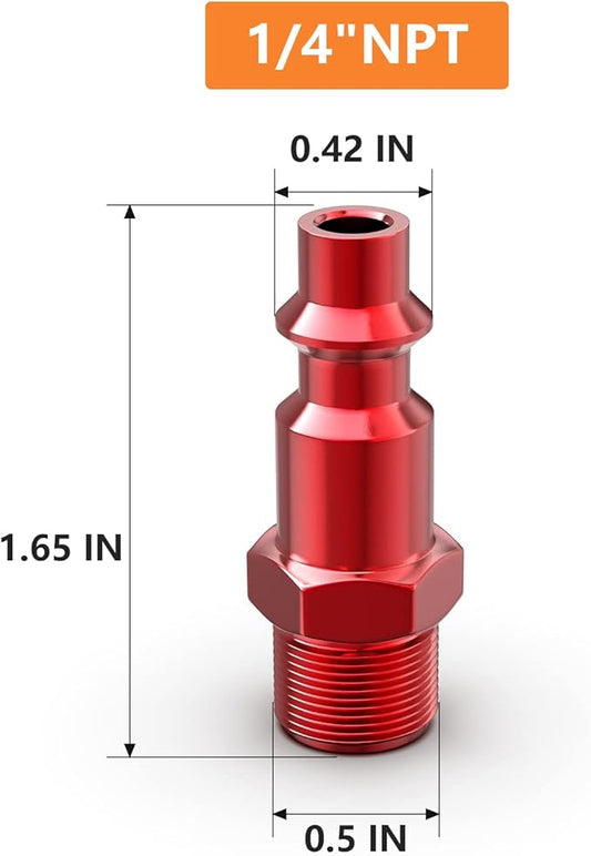GASHER 20PCS 1/4-Inch NPT Male Red Aluminum Industrial Air Plug, Pneumatic Plugs 300PSI