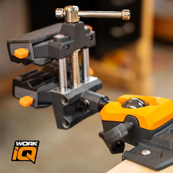 IQ Vise | 360° Articulating Bench Vise Made From Steel & Cast Aluminum w/ 8-Position Locking Ball & Socket | Woodworking Vise Handles Up To 130ft-lbs of Torque | Pipe Vise With Double Sided Jaws