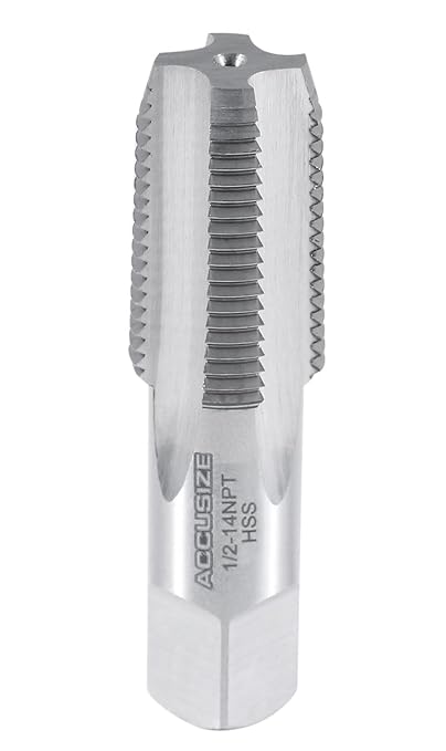 Accusize Industrial Tools 1/2'' to 14, 4 Flutes H.S.S. Taper Pipe Tap-Npt, 3-1/8'' Oal, 1-3/8'' Thread Length, American Standard, Npt-12