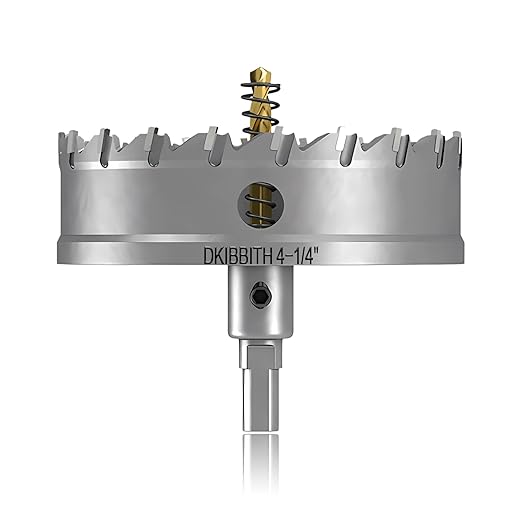 TCT Hole Saw Set, 4-1/4"(108mm) Heavy Duty Tungsten Carbide Tipped Hole Cutters for Stainless Steel Mild Steel Copper Iron Brass Plastic and More, with Titanium-Plated Pilot Drill Bits.