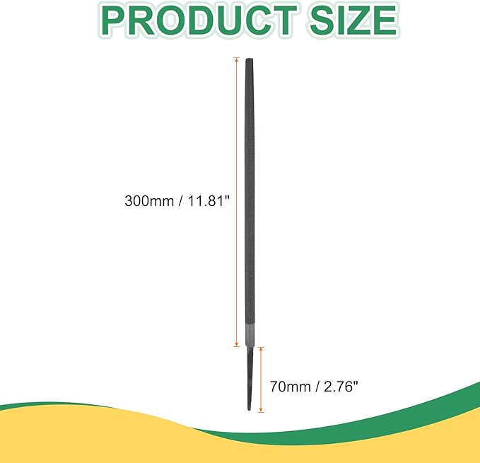 HARFINGTON 12" Round Fine Cut File Double Cut Teeth Fine Metal File High Carbon Steel T12 without Handle for Metal Wood Finishing Roughing, Grey
