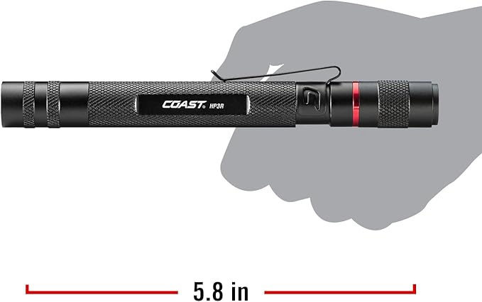 Coast HP3R 385 Lumen Rechargeable LED Penlight with Twist Focus, Red