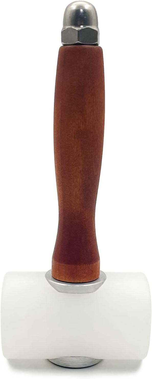 Leather Carving Hammer Mallet Wood Handle Nylon Hammer Mallet for Leathercraft Leather Carving DIY Leathercraft Mallet, Nylon T Head Wood Handle 7.4 Inch