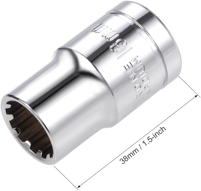 uxcell 1/2-inch Drive E13 Universal Spline Socket Shallow 12 Point Cr-V Steel 2 Pcs