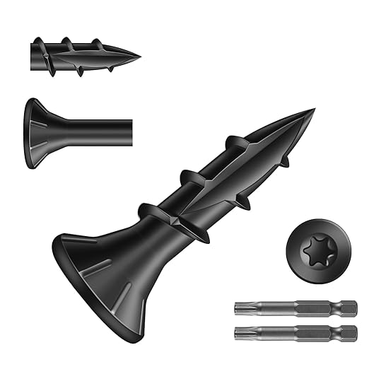 #8 x 5/8" Deck Screws (2588Pcs) 8lb. Carbon Steel, Black, Flat Head, Rust Resistant epoxy Coated, with T25 Star Bit