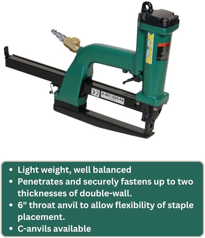Klinch-Pak KP-P50-777 1/2 Inch Crown Pneumatic Plier Stapler for 777 Series Staples with 3/8-Inch 1/2-Inch or 5/8-Inch Leg Staples, Ideal for Trays & Lids, End Caps, Header & Bags, Container Inserts