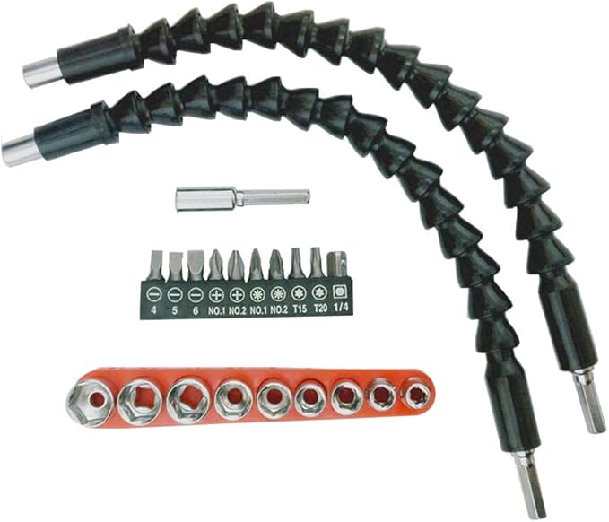 22Pcs Flexible Screwdriver Drill Bit Extension - Drill Bit Extender Holder Set Shaft Tip for Computer Chassis, Electrical Cabinets, Furniture etc