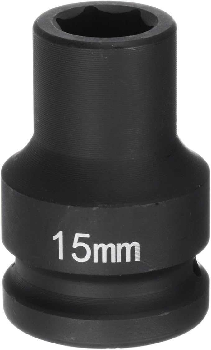 HARFINGTON 6-Point Impact Socket 3/4" Drive 15mm Metric 40Cr Alloy Steel Spindle Axle Nut Impact Socket