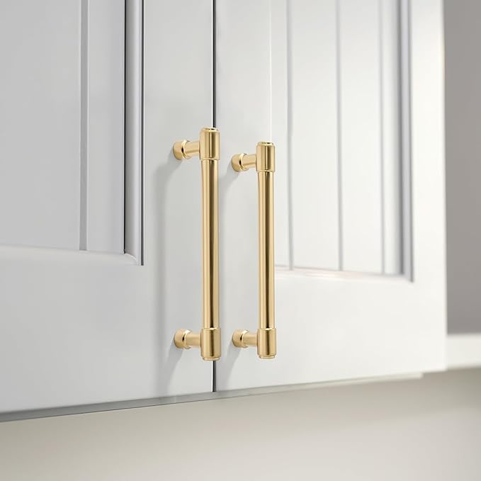 Khtumeware 2 Pack Champagne Bronze Cabinet Pulls - 10 Inch (256mm) Center to Center Heavy Duty Handles for Cabinets and Dressers - Satin Brass Finish