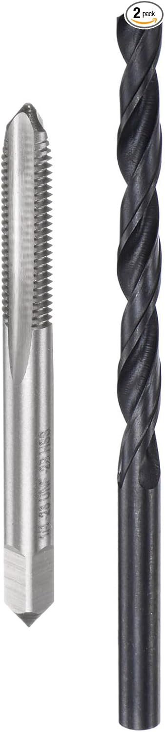 uxcell Tap and Drill Bit Set, 1/4-28 UNF Thread Tap & 7/32" Black Oxide Twist Drill Bit, Straight Flute Tap Tapping Threading Repair Tool Kit