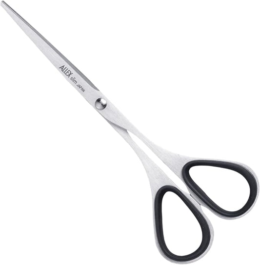 ALLEX Little Skinny Scissors for Office 4.7", All Purpose Slim & Thin Low Profile Scissors, Made in JAPAN, All Metal Sharp Japanese Stainless Steel Blade with Non-Slip Soft Ring, Black