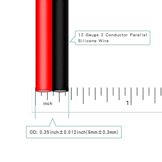 BNTECHGO 12 Gauge Flexible 2 Conductor Parallel Silicone Wire Spool Red Black High Resistant 200 deg C 600V for Single Color LED Strip Extension Cable Cord,Model,5ft Stranded Tinned Copper Wire
