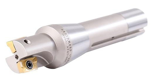 Accusize Industrial Tools 1'' by 5-27/32'' 90 Degree R8 Shank Indexable End Mills with 2 Apkt1604 Carbide Inserts Installed, 0028-6903