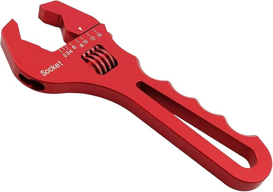 MINGABC Professional Adjustable AN Hose Wrench, Red Aluminum, 3AN-16AN Range, Anodized Finish (RED)