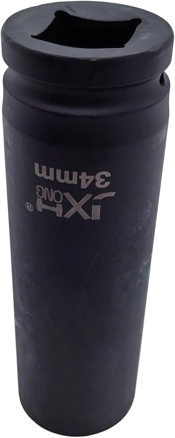 1-Inch Drive Metric Extra Deep Impact Socket, Heavy-Duty,6-Point, 6.3-Inch Long, Heat-Treated Cr-V Steel (34mm)