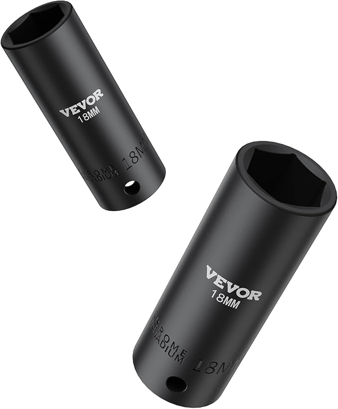 VEVOR Impact Socket Set 1/2 Inches 26 Piece Deep Sockets, , 6-Point , Rugged Construction, Cr-V, 1/2 Inches Drive Socket Set Impact Metric 10mm - 36mm, with a Storage Cage