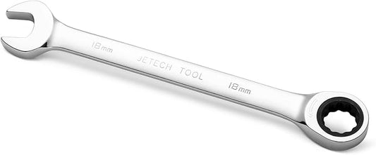 Jetech 18mm Ratcheting Combination Wrench, Industrial Grade Gear Spanner with 12-Point 72-Tooth Ratchet, Forged and Heat-Treated Cr-V Steel, Metric
