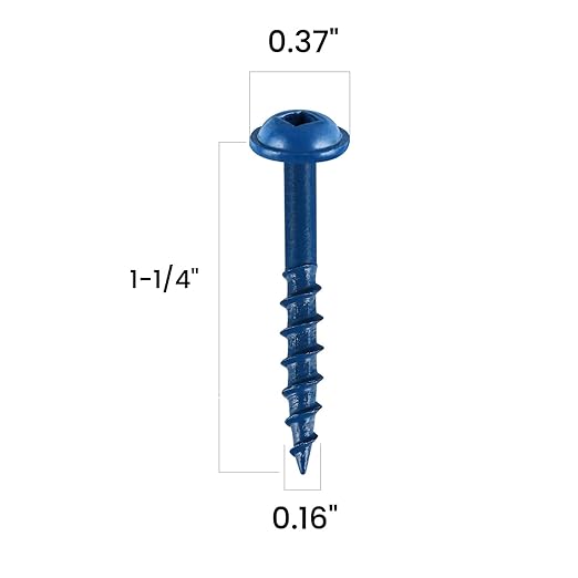Pocket Hole Screws 1 1/4 Inch, 300Pcs, Anti-Rust Blue Coated Pocket Screws #8 x 1-1/4", Exterior Wood Screws, Coarse Thread, Washer Head Square Drive, Self-Tapping Tip, with Drive Bit