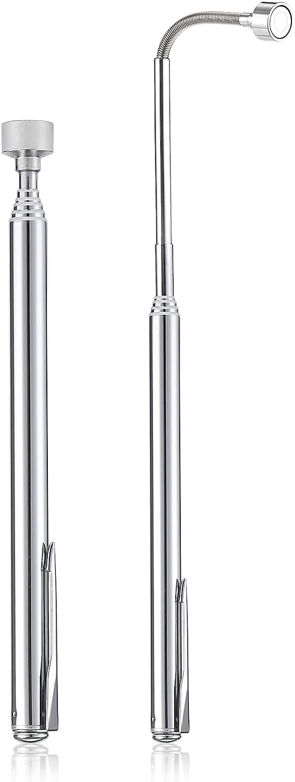 2 Pieces 5 LBS Flexible Magnetic Pickup Tool Set, 23.6" Spring Bendable Extension Pick Up, with Pen Clip Design, Magnet Stick Kit for Men, Birthday, Father's Day, Christmas Gift