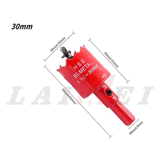 Hole Saw Drill Bit LAIWEI HSS Hole Cutter with Arbor for Wood,PVC Board and Plasterboard(1-3/16"(30mm Hole Saw))