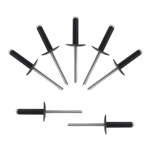 ALLCLEAN (90 pcs) 3/16 * 3/4" Large Flange Open End Black Aluminum Blind Rivets,4.8 * 20 Pop Blind Rivet