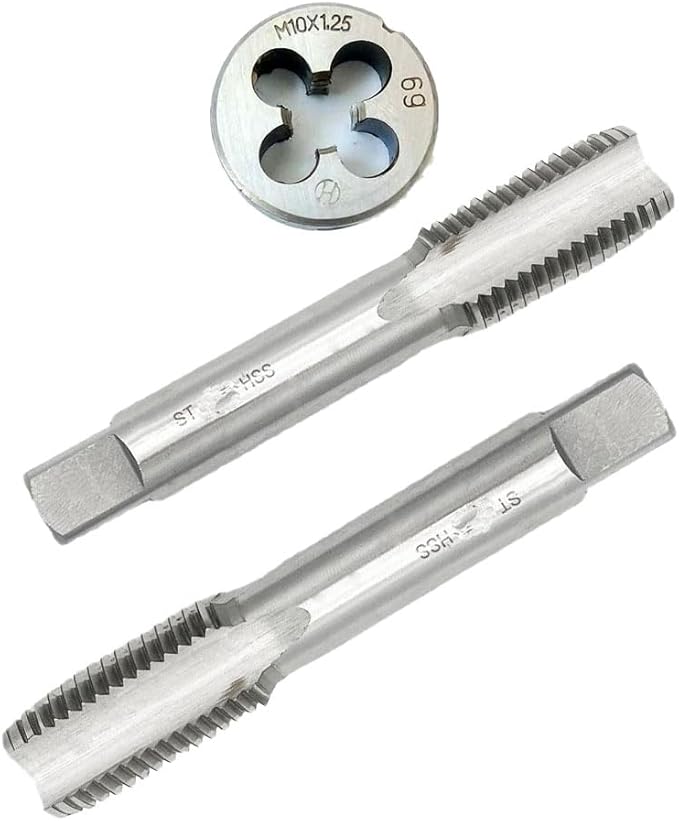 Metric Hand Thread Tap and Die Set,Right Hand Thread Tapping Tool 3pcs (M10 x 1.25mm)